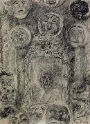 James Ensor Mirror with Skeleton or The Devil-s Mirror oil